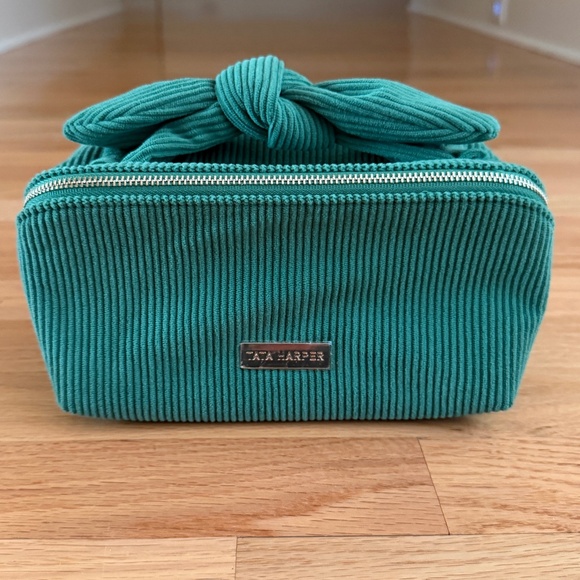 Tata Harper Green Corduroy Cosmetic Jewelry Tote NWOT - Picture 1 of 14